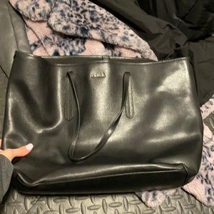 Furla black leather tote